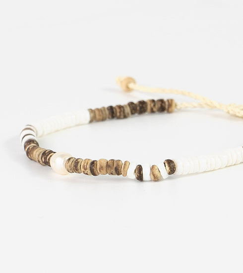 Kauai Puka Shell and Pearl Bracelet
