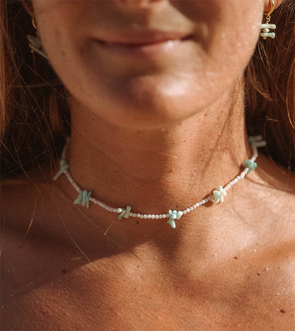 LYRA REEF and pearl necklace