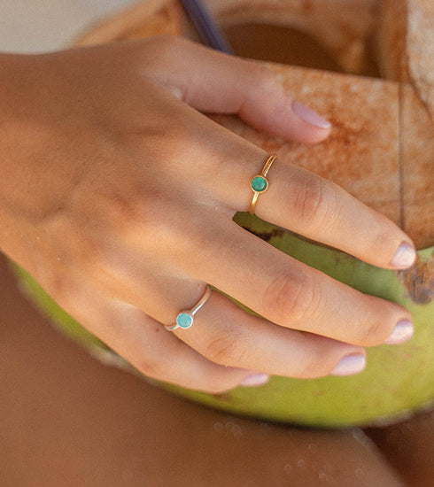 Gemstone Adjustable Ring Gold