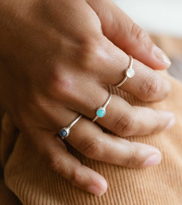 Gemstone Adjustable Ring Silver