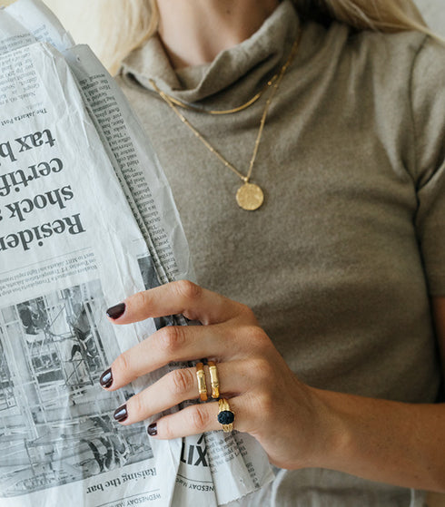 Black scarab pinky ring gold