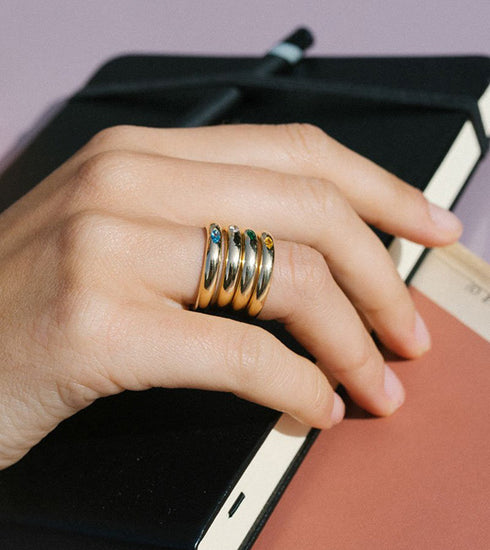 Zirconia Pebble ring gold