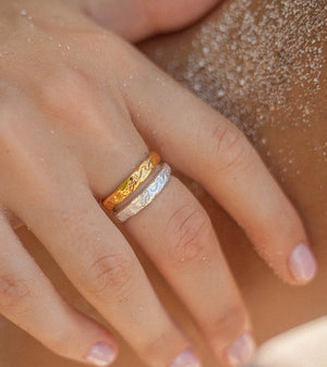 Flow With It Engraved Wave Ring Gold