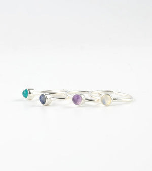 Gemstone Adjustable Ring Silver
